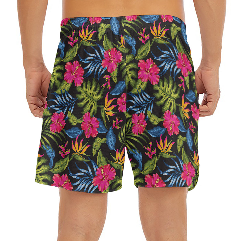 Tropical Bird Of Paradise Pattern Print Men's Split Running Shorts