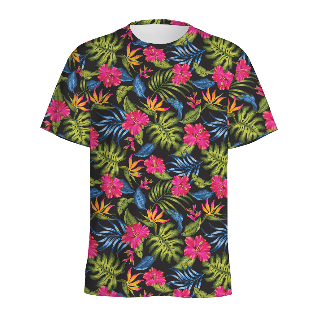 Tropical Bird Of Paradise Pattern Print Men's Sports T-Shirt