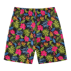 Tropical Bird Of Paradise Pattern Print Men's Swim Trunks