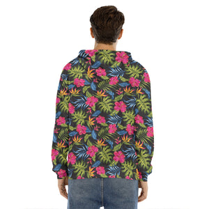 Tropical Bird Of Paradise Pattern Print Men's Velvet Pullover Hoodie