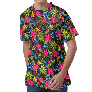 Tropical Bird Of Paradise Pattern Print Men's Velvet T-Shirt