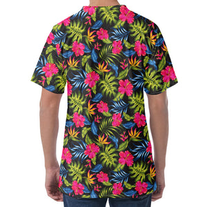 Tropical Bird Of Paradise Pattern Print Men's Velvet T-Shirt