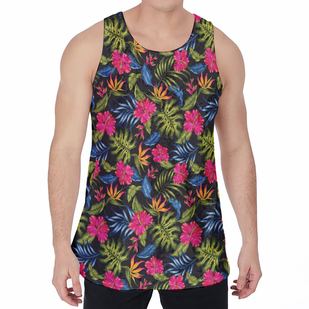 Tropical Bird Of Paradise Pattern Print Men's Velvet Tank Top