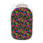 Tropical Bird Of Paradise Pattern Print Mesh Laundry Hamper