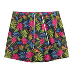 Tropical Bird Of Paradise Pattern Print Mesh Shorts