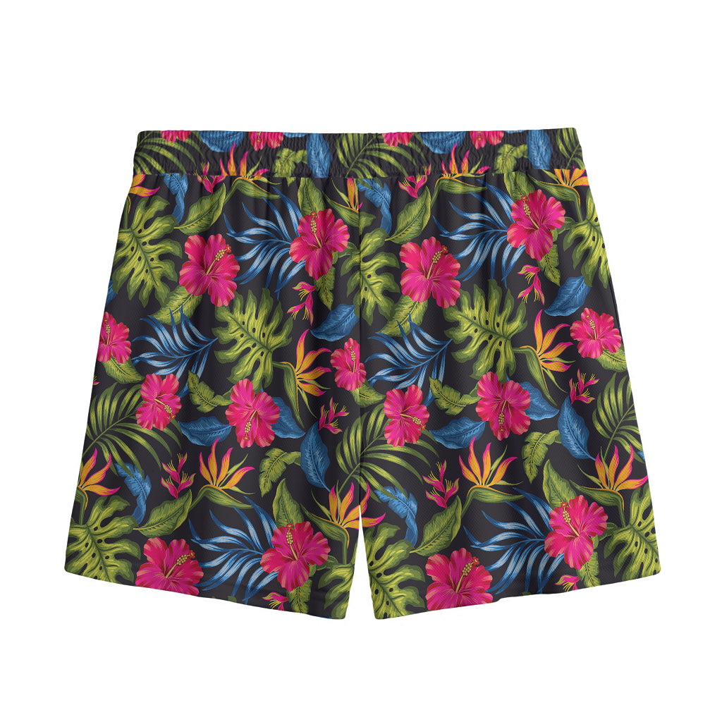 Tropical Bird Of Paradise Pattern Print Mesh Shorts