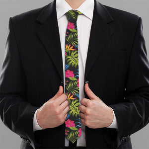 Tropical Bird Of Paradise Pattern Print Necktie