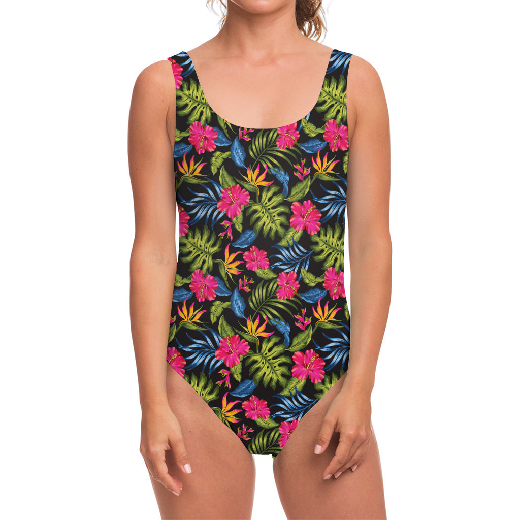 Tropical Bird Of Paradise Pattern Print One Piece Swimsuit