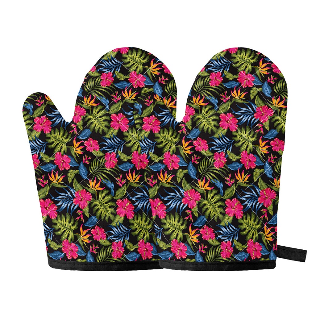 Tropical Bird Of Paradise Pattern Print Oven Mitts