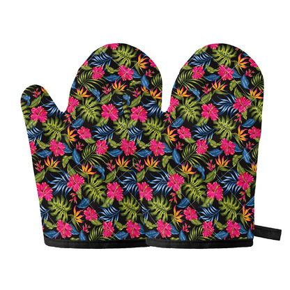 Tropical Bird Of Paradise Pattern Print Oven Mitts