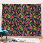 Tropical Bird Of Paradise Pattern Print Pencil Pleat Curtains