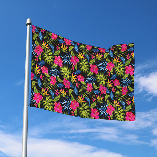 Tropical Bird Of Paradise Pattern Print Polyester Flag