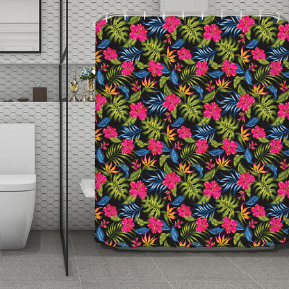 Tropical Bird Of Paradise Pattern Print Polyester Shower Curtain