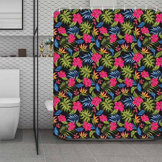 Tropical Bird Of Paradise Pattern Print Polyester Shower Curtain
