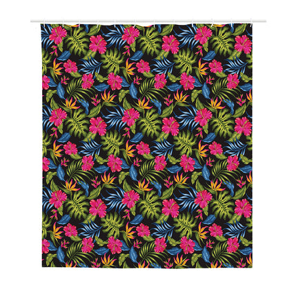 Tropical Bird Of Paradise Pattern Print Polyester Shower Curtain