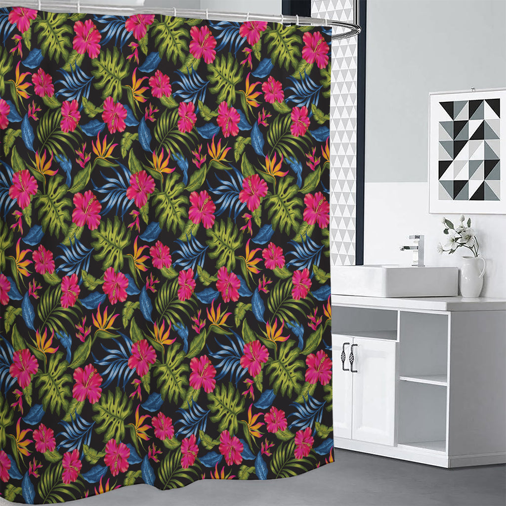 Tropical Bird Of Paradise Pattern Print Premium Shower Curtain