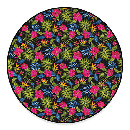 Tropical Bird Of Paradise Pattern Print Round Floor Mat
