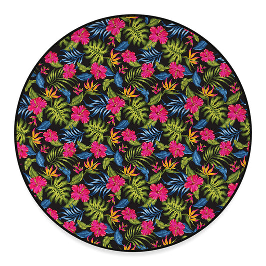 Tropical Bird Of Paradise Pattern Print Round Floor Mat