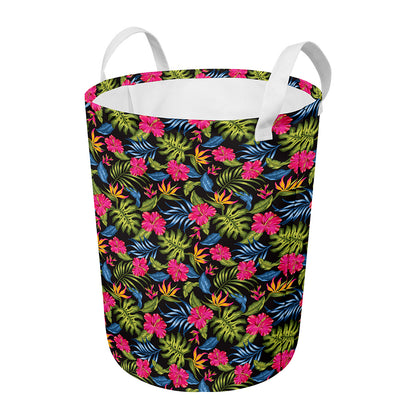 Tropical Bird Of Paradise Pattern Print Round Laundry Basket