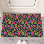 Tropical Bird Of Paradise Pattern Print Rubber Doormat