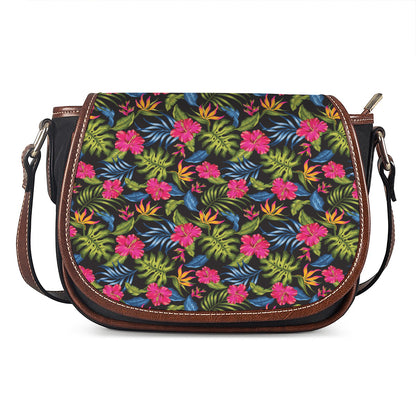 Tropical Bird Of Paradise Pattern Print Saddle Bag
