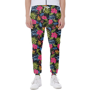 Tropical Bird Of Paradise Pattern Print Scuba Joggers