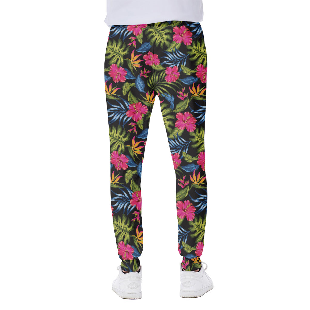 Tropical Bird Of Paradise Pattern Print Scuba Joggers