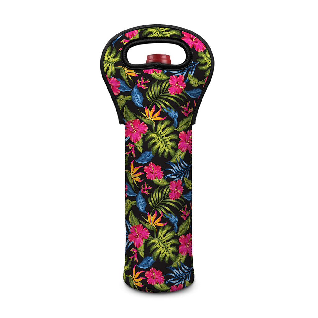 Tropical Bird Of Paradise Pattern Print Single Neoprene Wine Tote