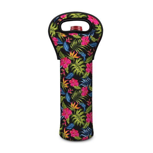 Tropical Bird Of Paradise Pattern Print Single Neoprene Wine Tote