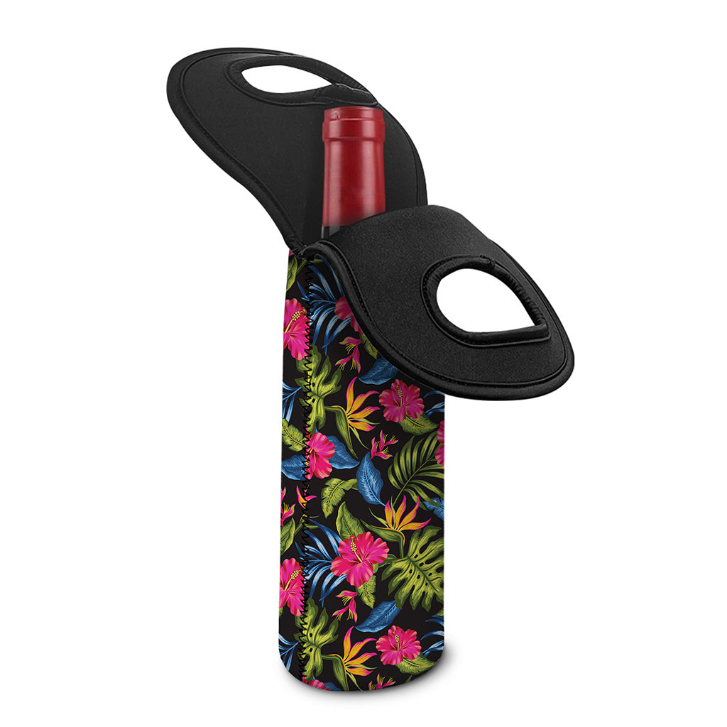 Tropical Bird Of Paradise Pattern Print Single Neoprene Wine Tote