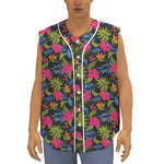 Tropical Bird Of Paradise Pattern Print Sleeveless Baseball Jersey