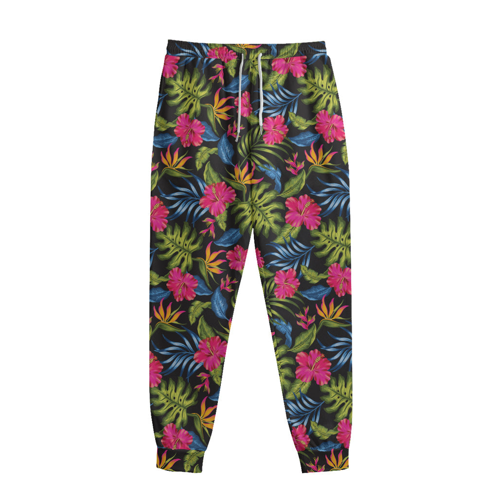 Tropical Bird Of Paradise Pattern Print Sweatpants