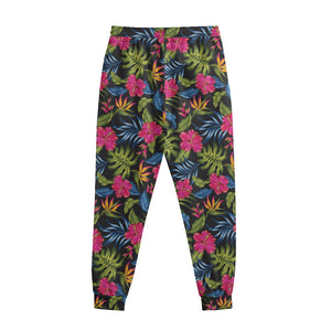 Tropical Bird Of Paradise Pattern Print Sweatpants