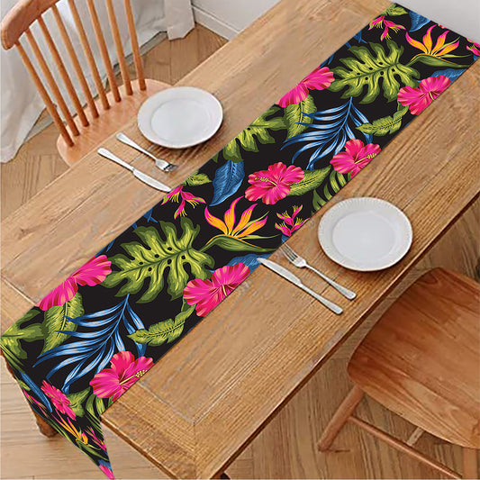 Tropical Bird Of Paradise Pattern Print Table Runner
