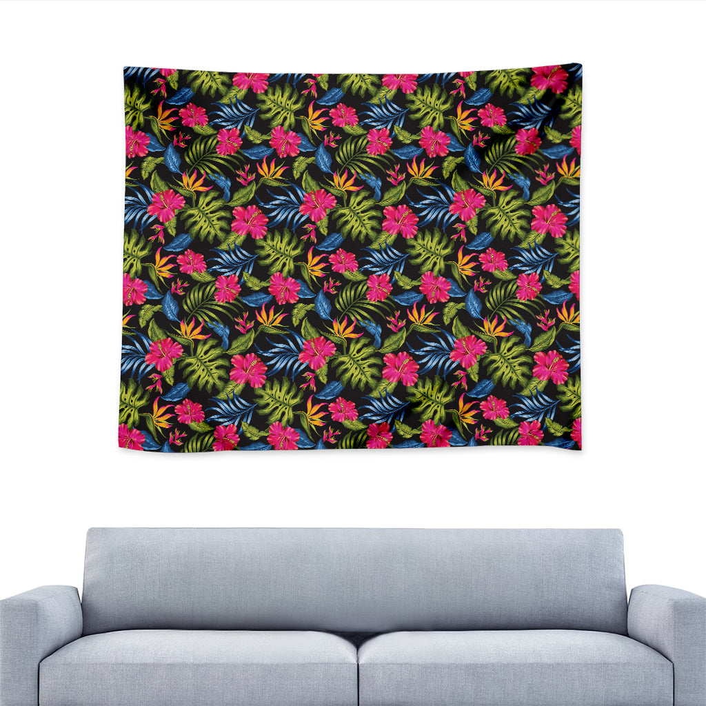 Tropical Bird Of Paradise Pattern Print Tapestry