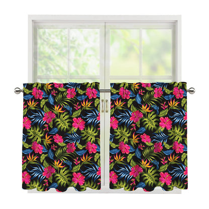 Tropical Bird Of Paradise Pattern Print Tier Curtains