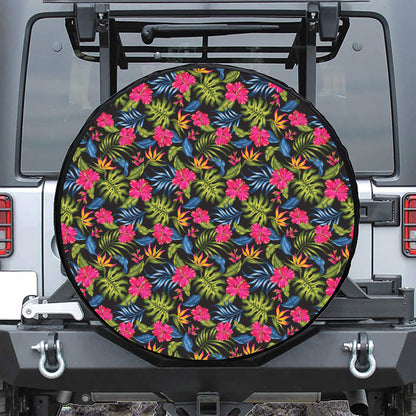 Tropical Bird Of Paradise Pattern Print Tire Cover