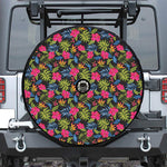 Tropical Bird Of Paradise Pattern Print Tire Cover With Camera Hole