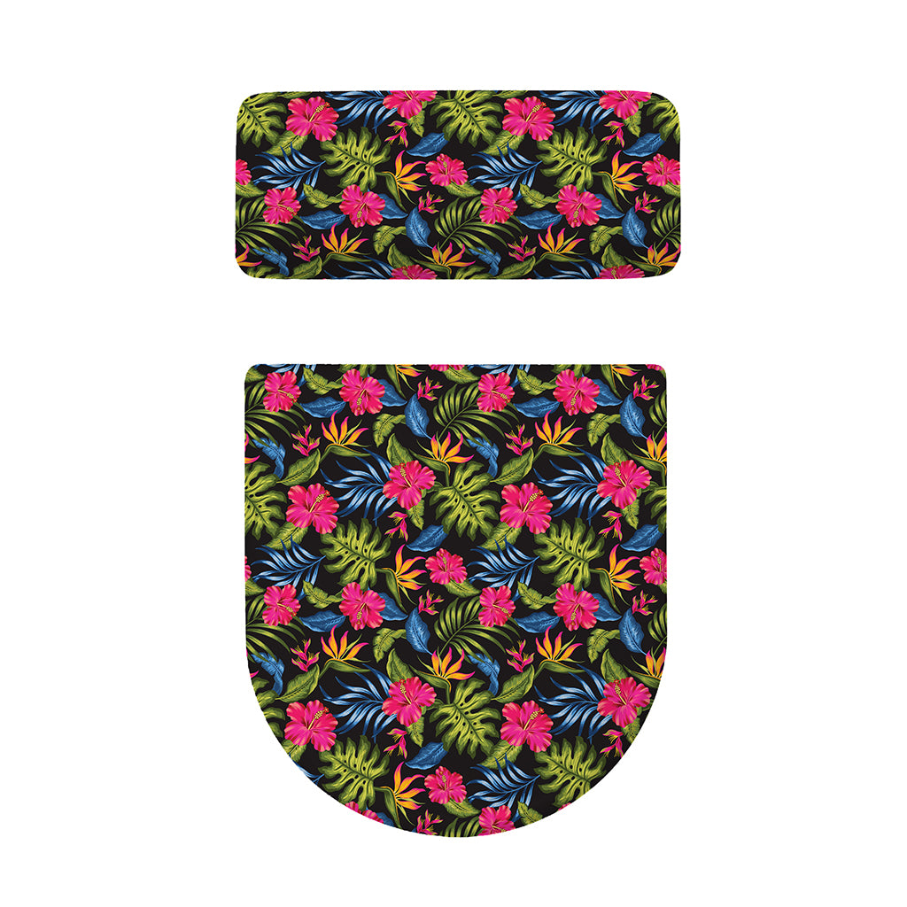 Tropical Bird Of Paradise Pattern Print Toilet Lid And Tank Cover Set