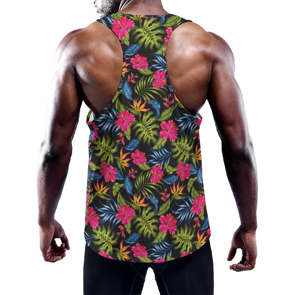 Tropical Bird Of Paradise Pattern Print Training Tank Top