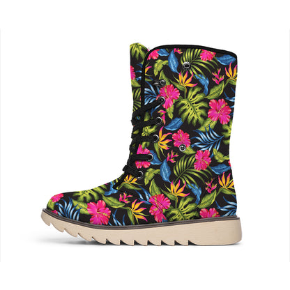 Tropical Bird Of Paradise Pattern Print Winter Boots