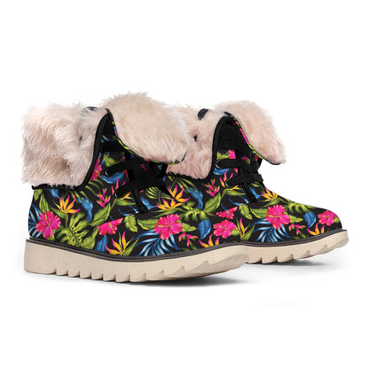 Tropical Bird Of Paradise Pattern Print Winter Boots