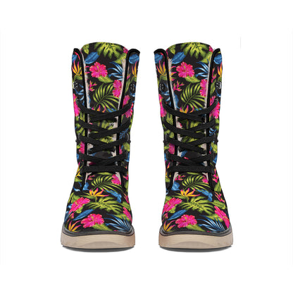 Tropical Bird Of Paradise Pattern Print Winter Boots