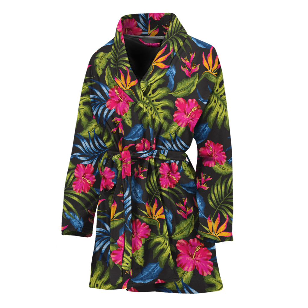 Tropical Bird Of Paradise Pattern Print Women's Bathrobe