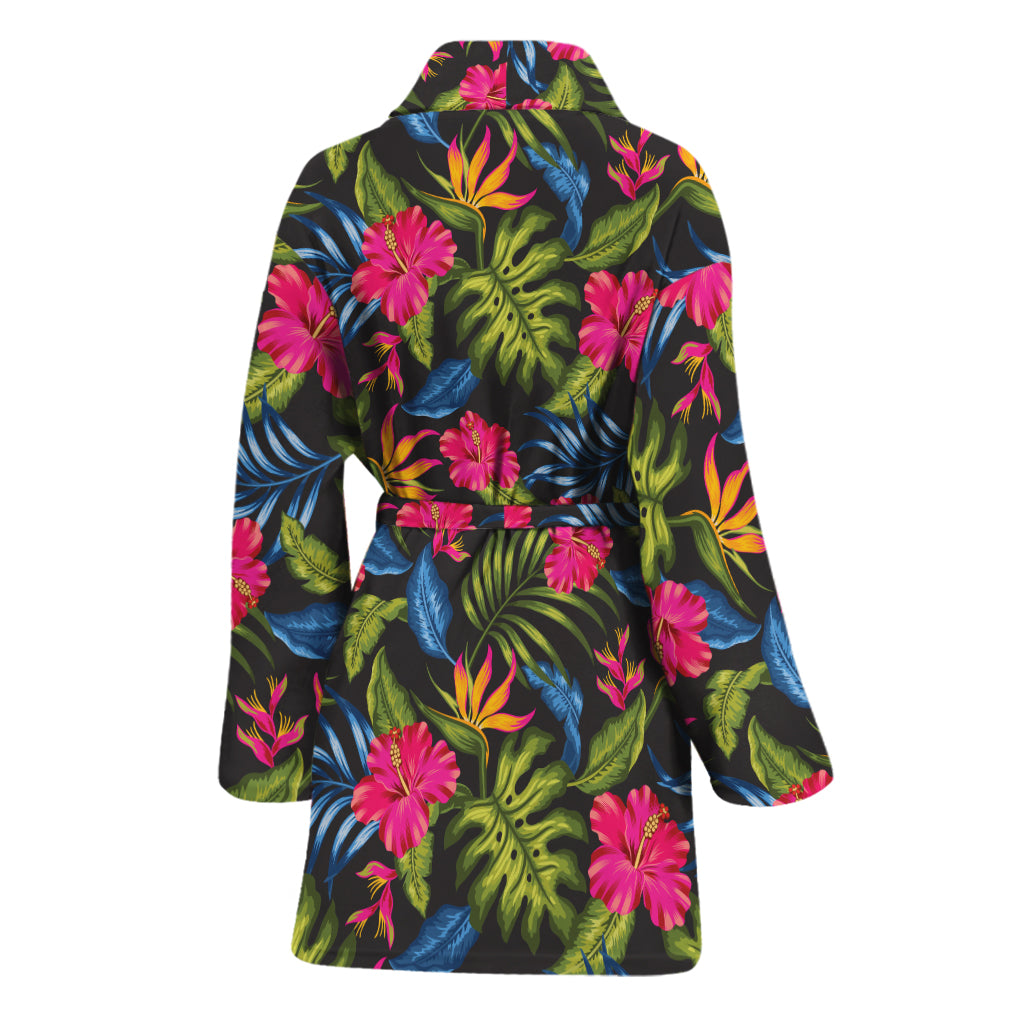 Tropical Bird Of Paradise Pattern Print Women's Bathrobe