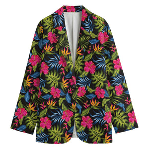 Tropical Bird Of Paradise Pattern Print Women's Cotton Blazer