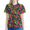 Tropical Bird Of Paradise Pattern Print Women's Polo Shirt