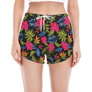 Tropical Bird Of Paradise Pattern Print Women's Split Running Shorts