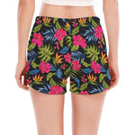 Tropical Bird Of Paradise Pattern Print Women's Split Running Shorts