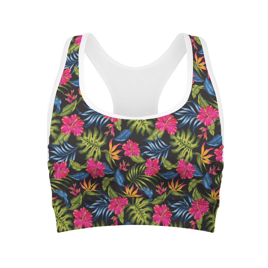 Tropical Bird Of Paradise Pattern Print Women's Sports Bra